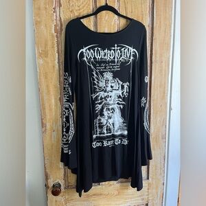 Killstar goth Too Weird to Live, Too Rare to Die bell sleeve trapeze dress XL